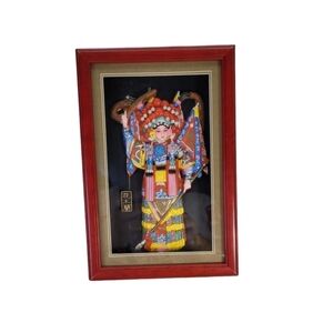 Hua Mulan Doll Framed Shadow Box Oriental Asian 3D Art Wood Framed